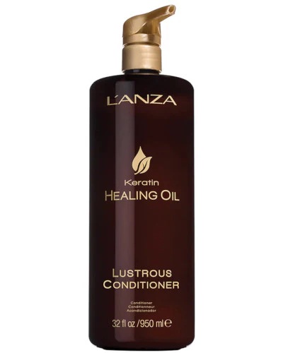 L'ANZA Keratin Healing Oil Conditioner for Dry Damaged Hair, Moisturizing, Detangles, Reduces Breakage, Adds Shine, Anti-Frizz, Color Safe Anti-Humidity Strengthening Care, Sulfate Free (32 Fl Oz)