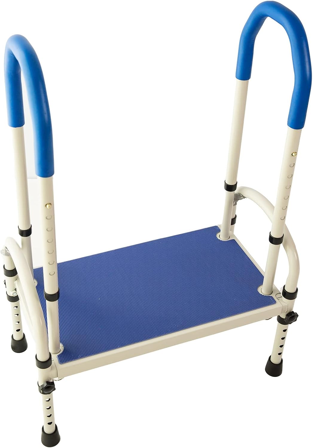 FlexiStep Medical Bed Step Stool with Handles for Adults - Heavy Duty Adjustable Bedroom Stepping Stool with Handrails - Wide, High Grip Base for Seniors - Elderly Mobility Accessories for High Beds