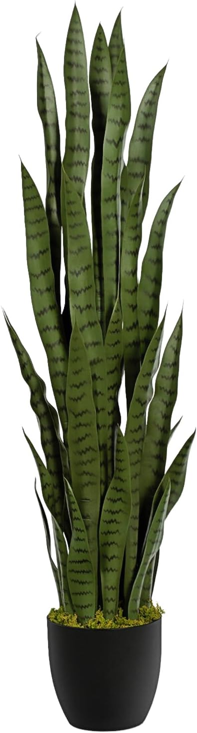 Size Large Artificial Snake Plant –  Sansevieria Plants, Fake Floor Plant for Indoor Outdoor, Front Porch Patio Home Office Decor, Mother-in-Law’s Tongue, Green