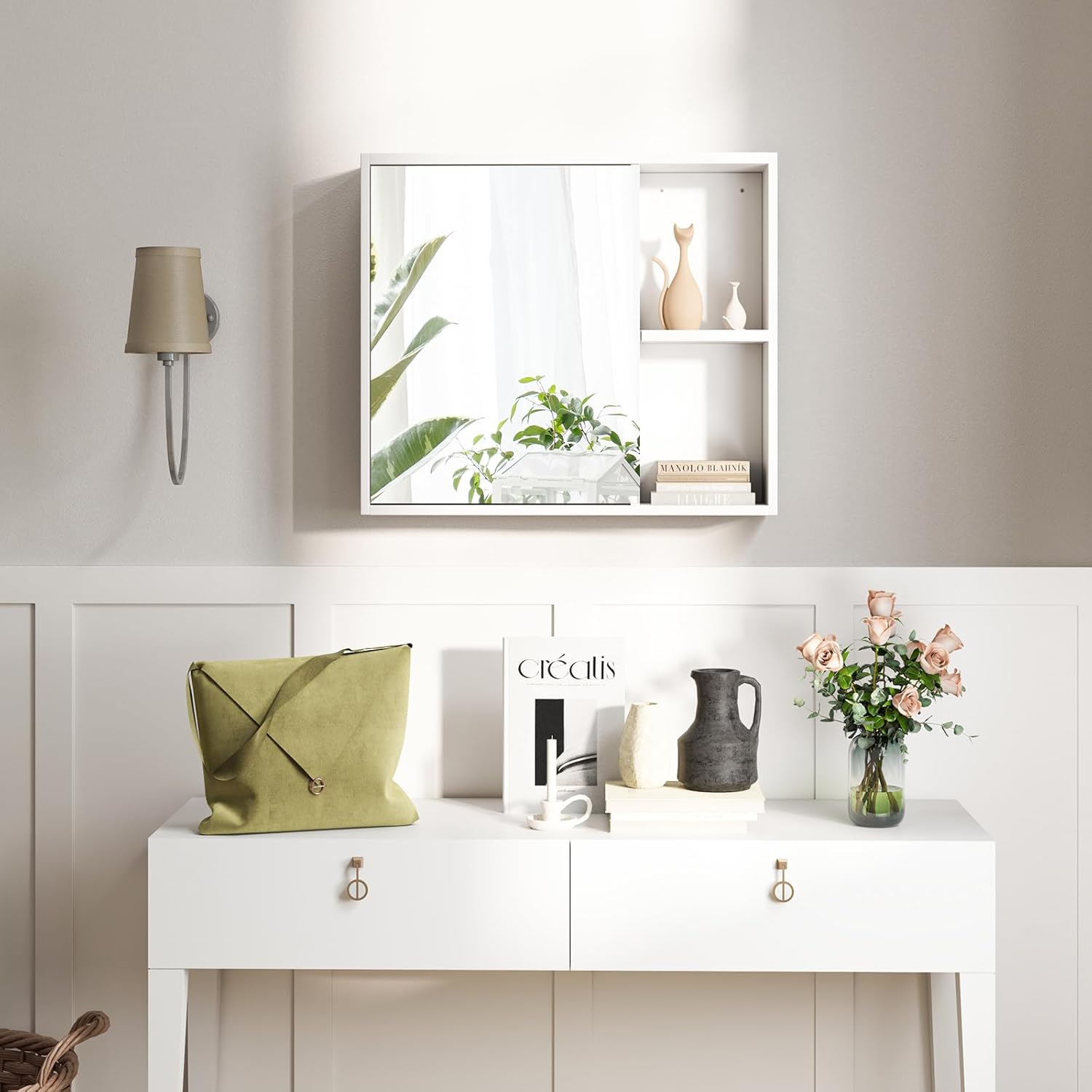 Hivvago bathroom medicine cabinet with single mirror door - White