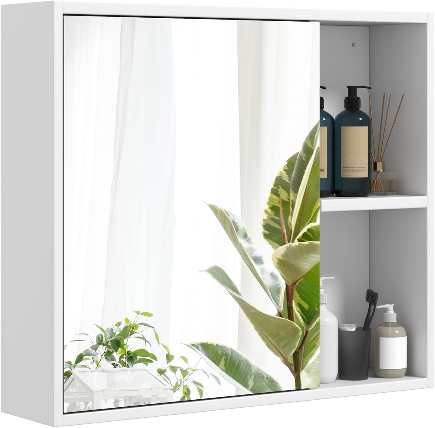 Hivvago bathroom medicine cabinet with single mirror door - White