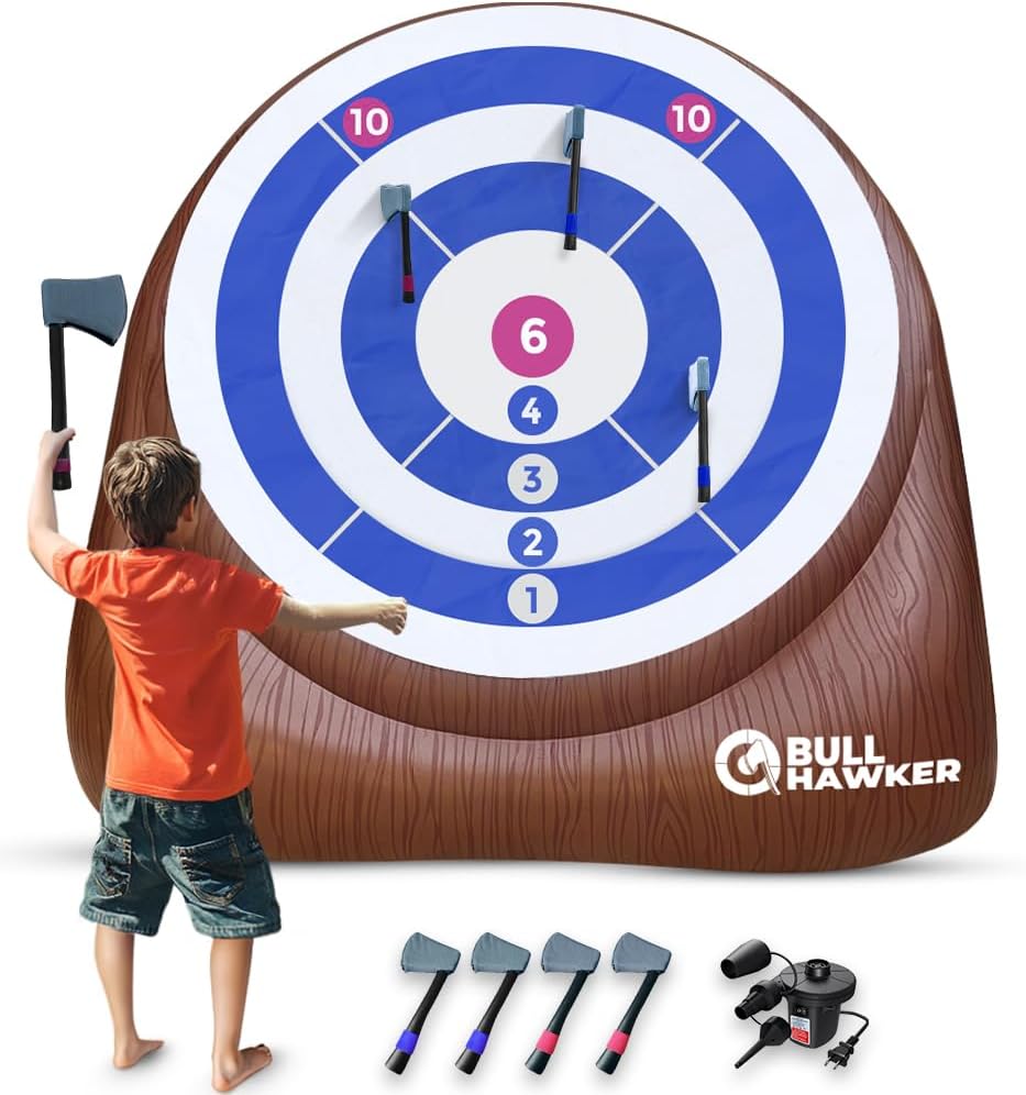 Swooc Games® - Bull Hawker™ | Giant Axe Darts (Over 6ft Tall) w/ 15  Games | Axe Throwing Game for Backyard Outdoor Games for Adults and Family | Carnival Games | Throwing Axe Yard Games