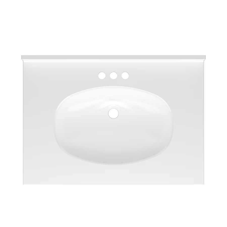 Project Source 31-in x 22-in White Cultured Marble Single Sink 4-in Centerset Faucet Mount Bathroom Vanity Top