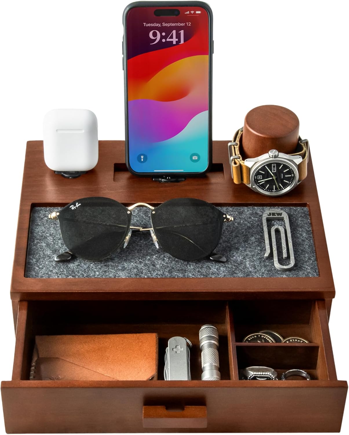 Holme & Hadfield Premium Wooden Phone Docking Station w ...