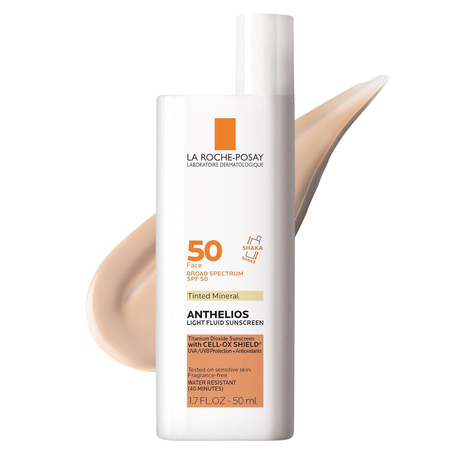 La Roche-Posay Anthelios Ultra-Light Fluid Mineral Tinted Face Sunscreen with APF 50 and Titanium Dioxide, 1.7 OZ