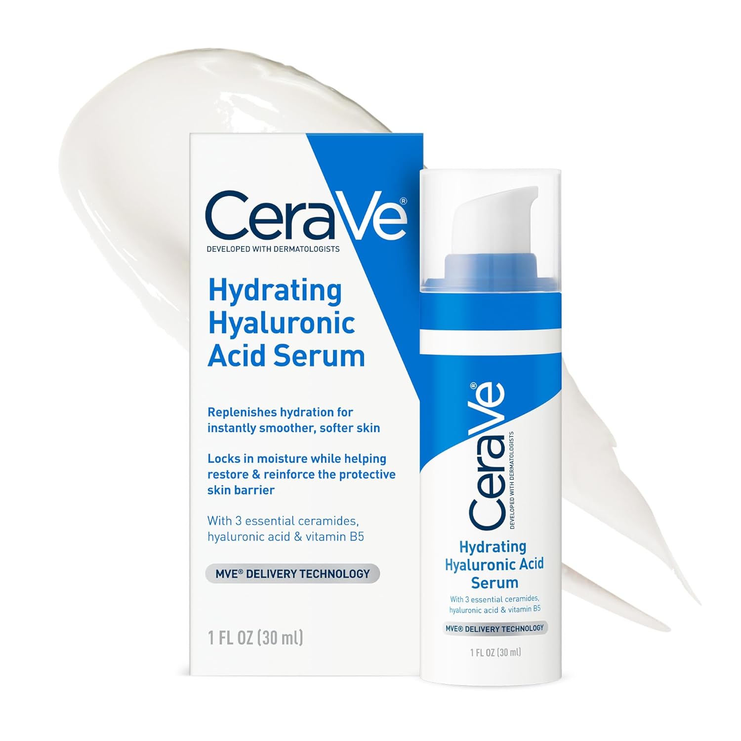 CeraVe Hydrating Hyaluronic Acid Face Serum for Normal to Dry Skin, 1 OZ