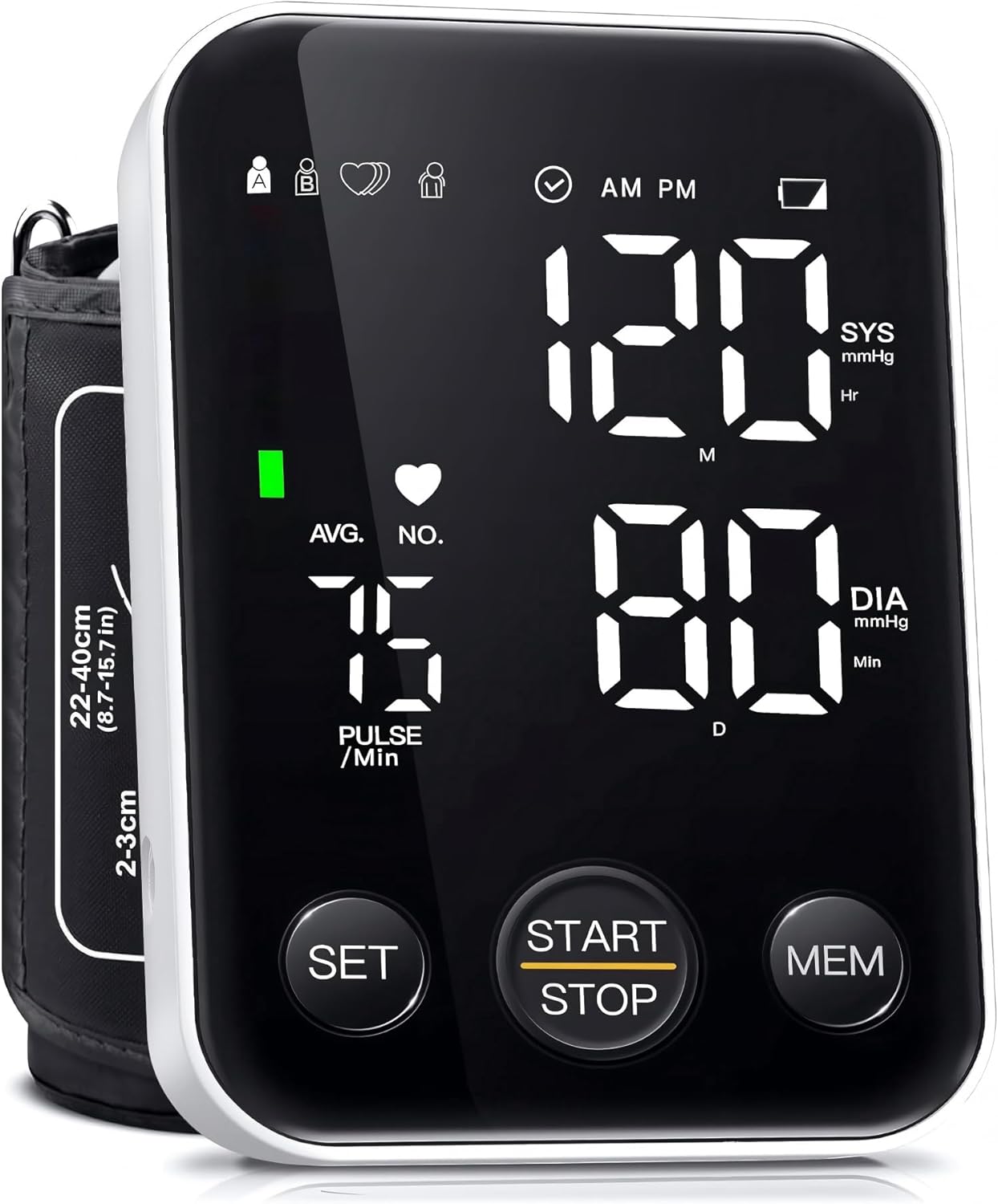 Oklar Blood Pressure Monitor Upper Arm Monitors for Home Use BP Machine Sphygmomanometer with 2x120 Reading Memory Adjustable Arm Cuff 8.7-15.7 Large Display with LED Background Light Storage Bag