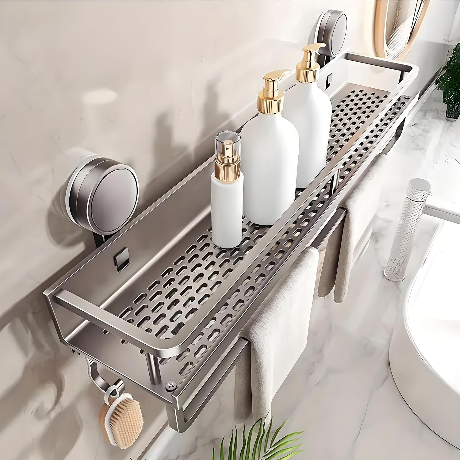 Suction Cup Shower Caddy, 1 Pack Shower Shelves for Inside Shower No Drilling,Large