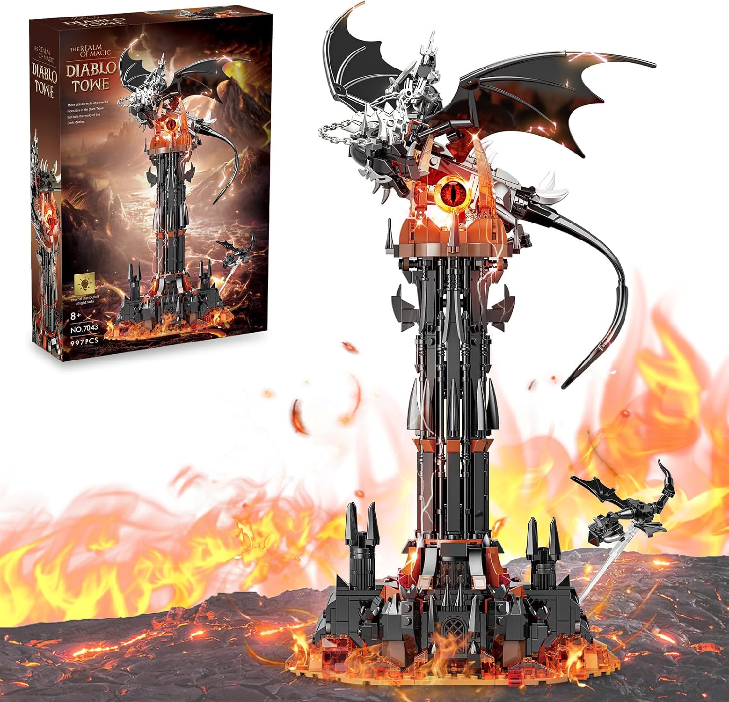 Dark Tower Building Set for Adults, Compatible with Lego Castle Lord Architecture with Light, STEM Christmas Birthday Gift Toy for Kids Boys 8-14 (997 PCS)