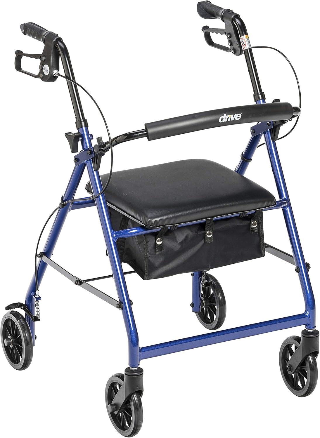 Drive Medical Walker Rollator with 6 Wheels Fold Up Removable Back Support and Padded Seat, Blue