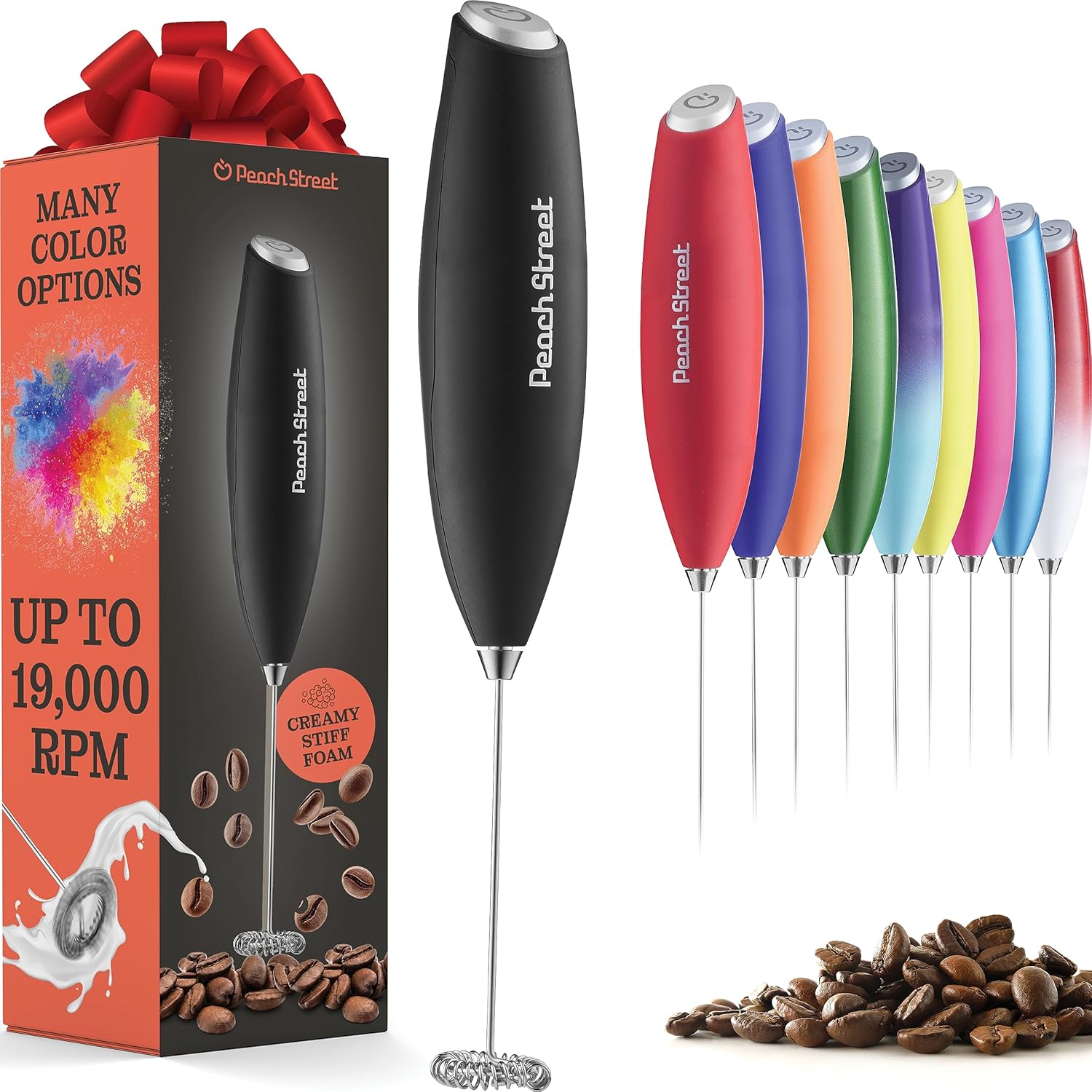 Peach Street Stainless Steel Milk Frother - Black