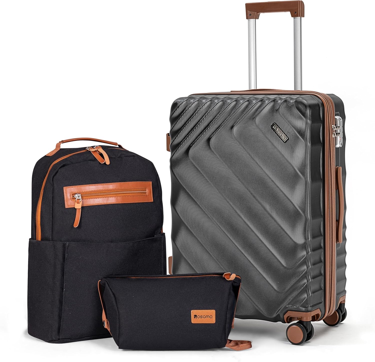 Rosamo 3-Piece Hard Shell Expandable Luggage Set, Airline Approved Carry-On