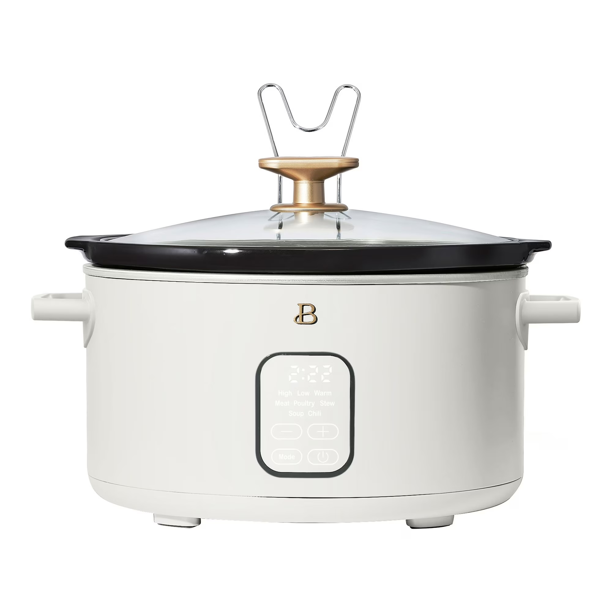 Touchscreen Slow Cooker, Kitchenware by Drew Barrymore 6QT Programmable Cooker with Touch-Activated Display (White Icing)