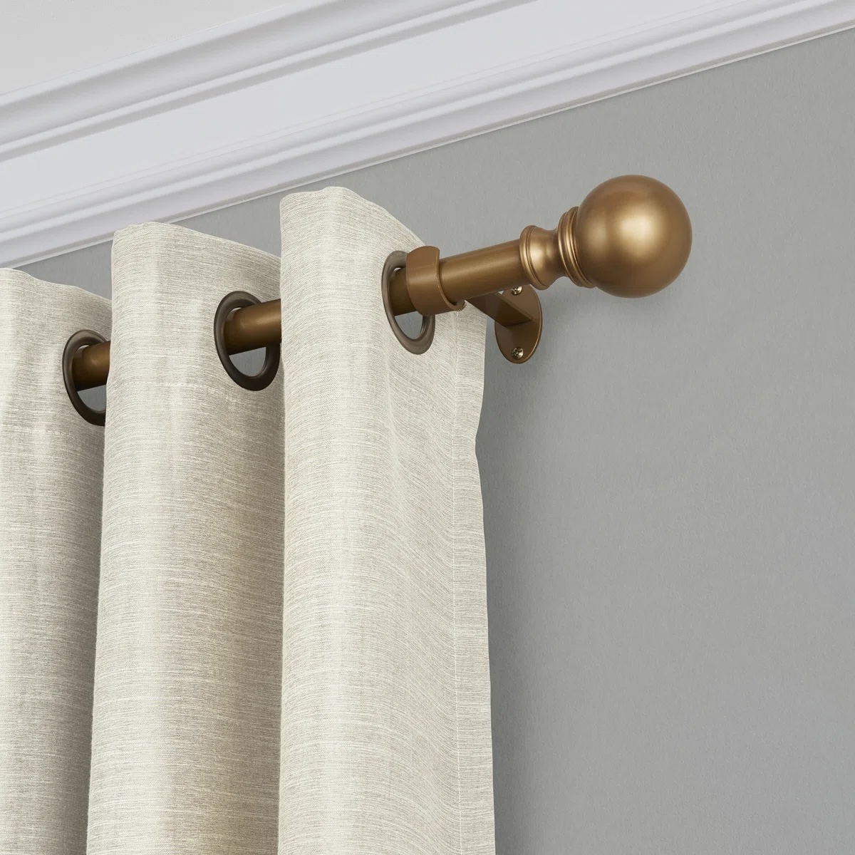 Color Gold Darion Adjustable Single Curtain Rod with Globe Ball Finial