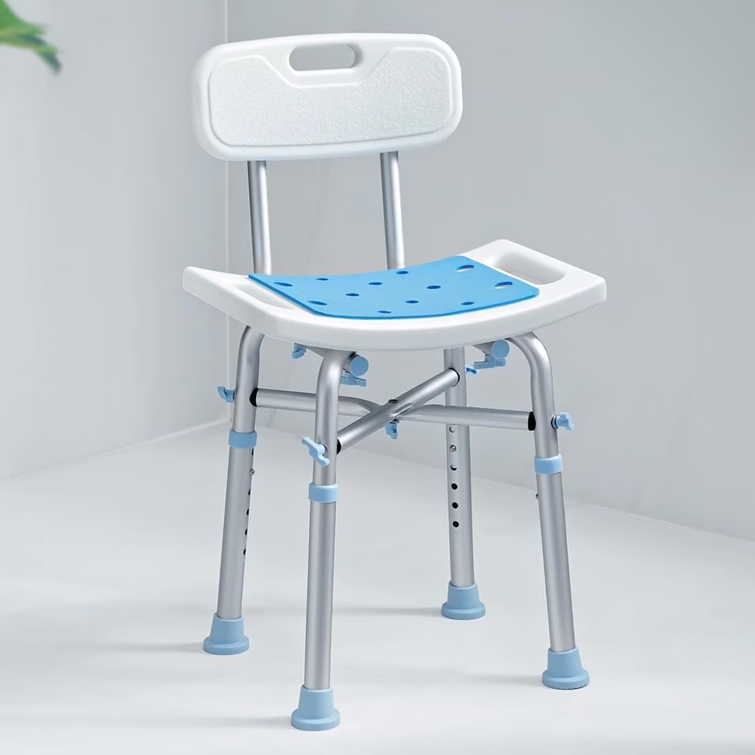 OasisSpace Heavy Duty Shower Chair 500lb, Padded Bath Seat with 6 Height Adjustable Tube - Tool Free Anti-Slip Shower Bench Bathtub Stool Seat for Inside Shower