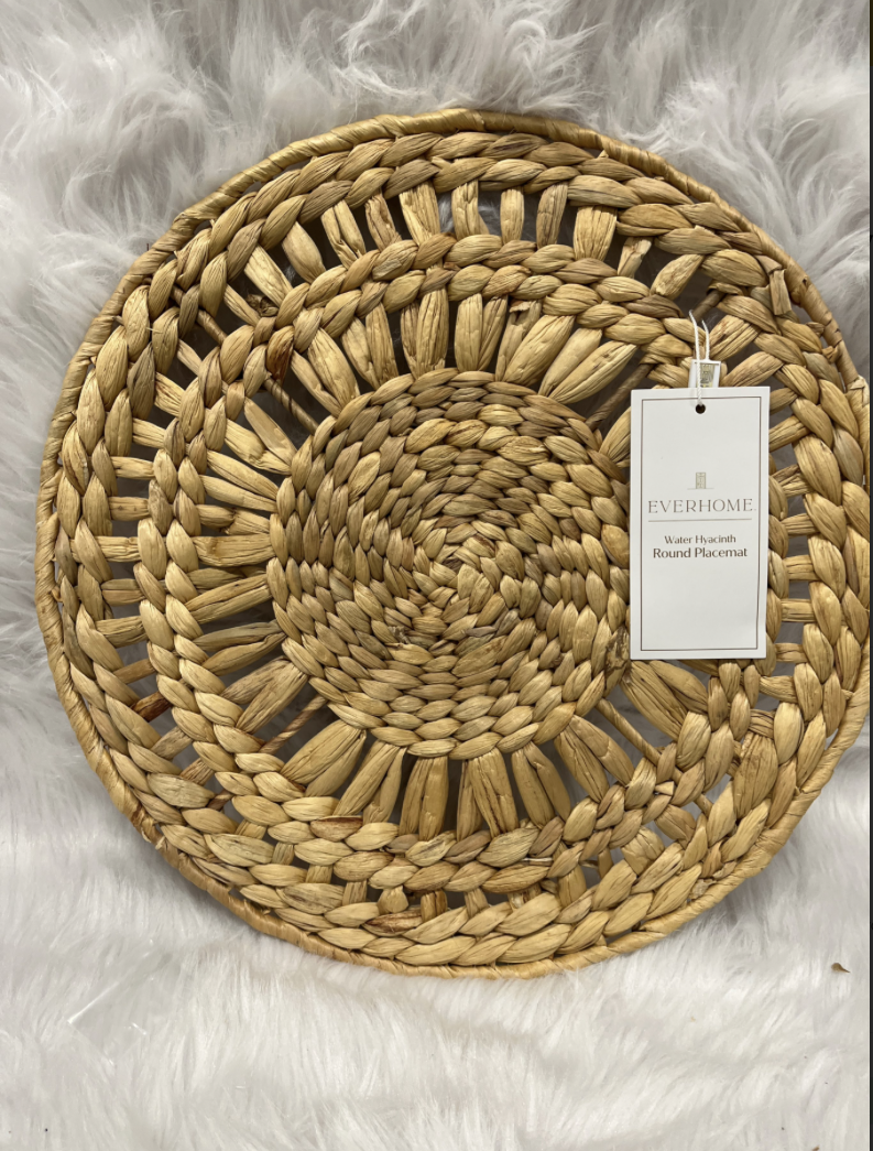 Everhome Water  Hyacinth Round Placement (Natural) (Set Of 6)