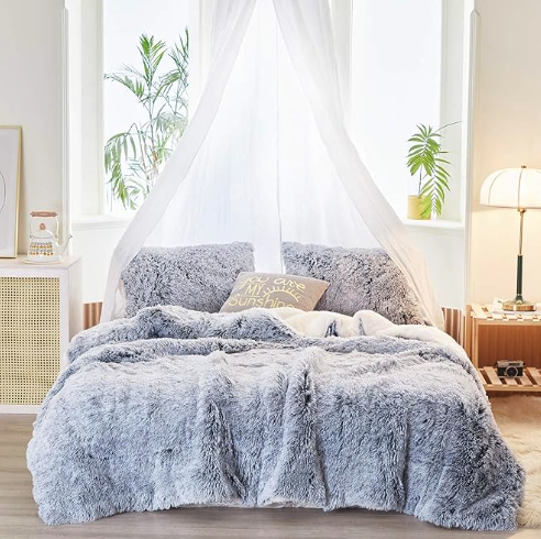 Dwell Studio Full/Queen 3pc Comforter Set White Faux Fur