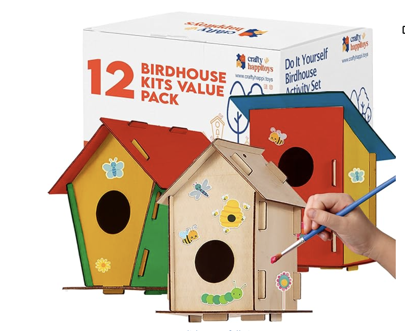 15 DIY Bird House Kits For Children to Build - Wood Birdhouse for Kids to Paint - Unfinished Bird Houses for Kids - Wood Craft Project Kits - Wooden Arts & Craft for Girls & Boys - Classroom Activity