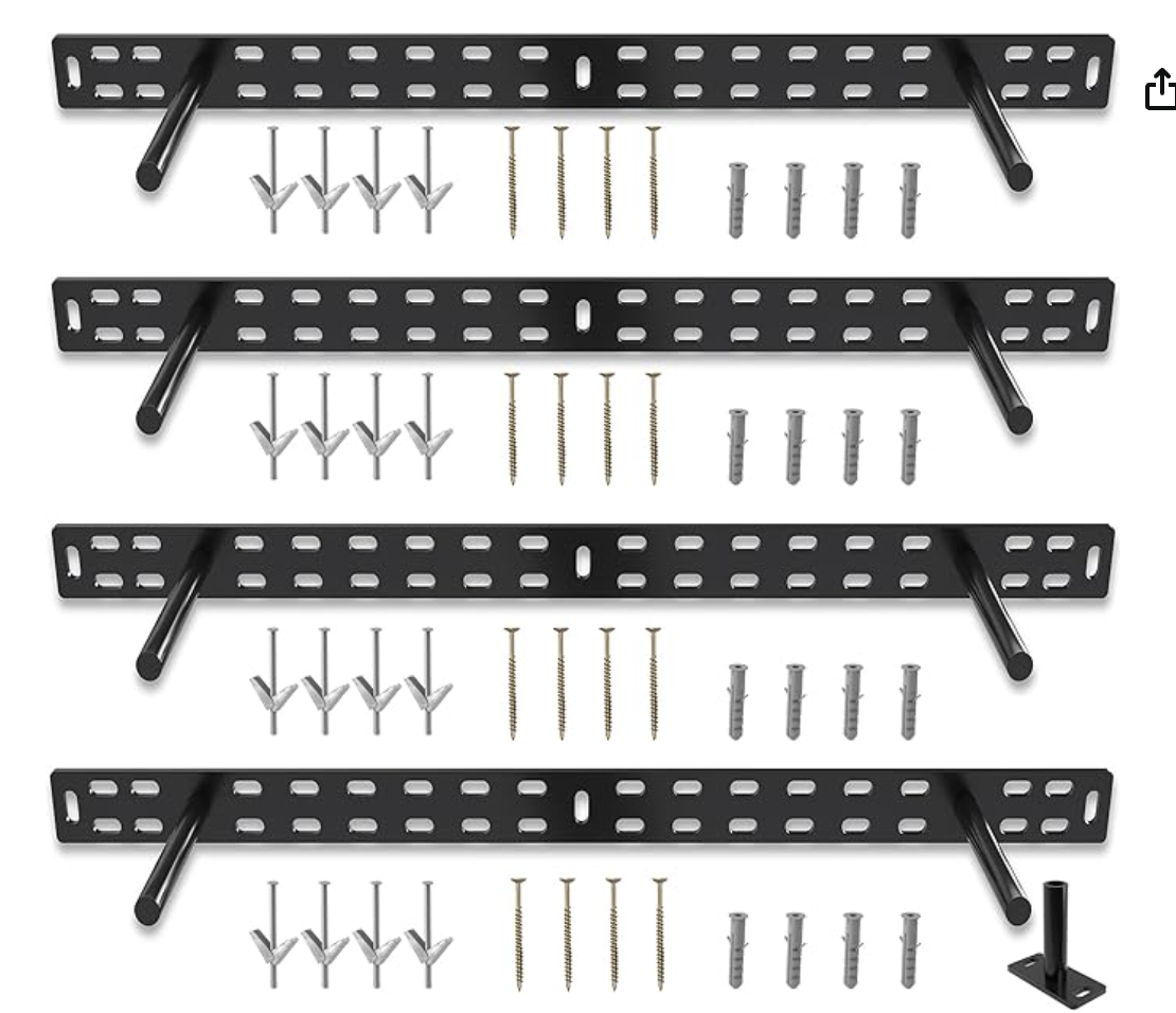 Hungsmart- 4 X 22 Inch Heavy Duty Floating Shelf Bracket - Long Wall Shelves Support Hidden Floating Shelf Hardware Black Shelf Brackets Perfect for K
