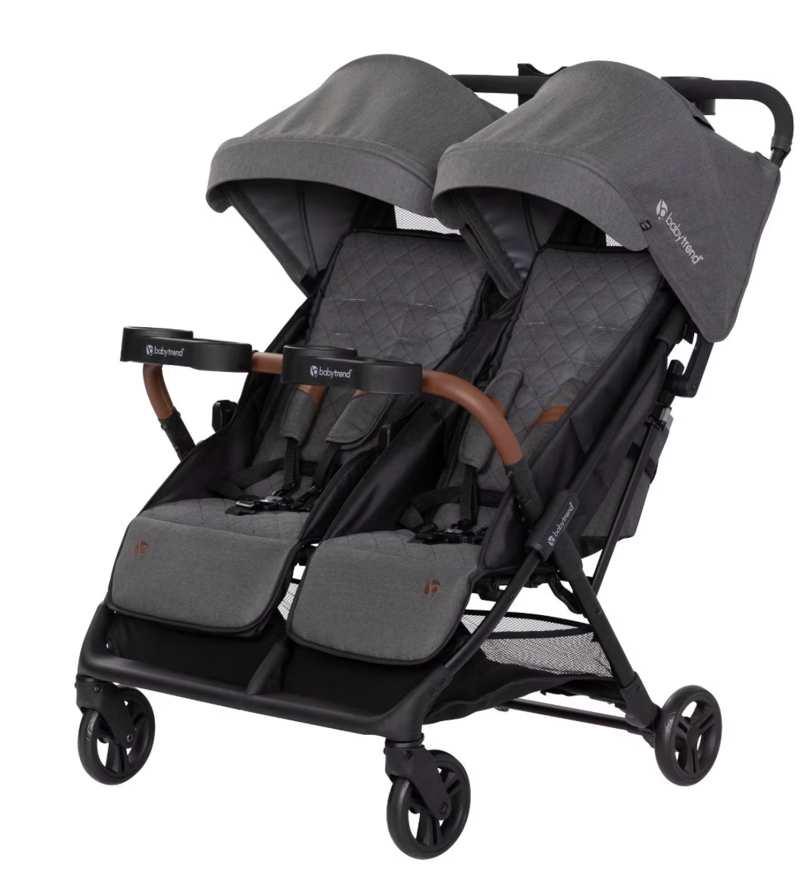 Baby Trend York Compact Side-By-Side Double Full Size Stroller - Cosmic Gray: Steel Material, 5-Point Harness, EVA Tires