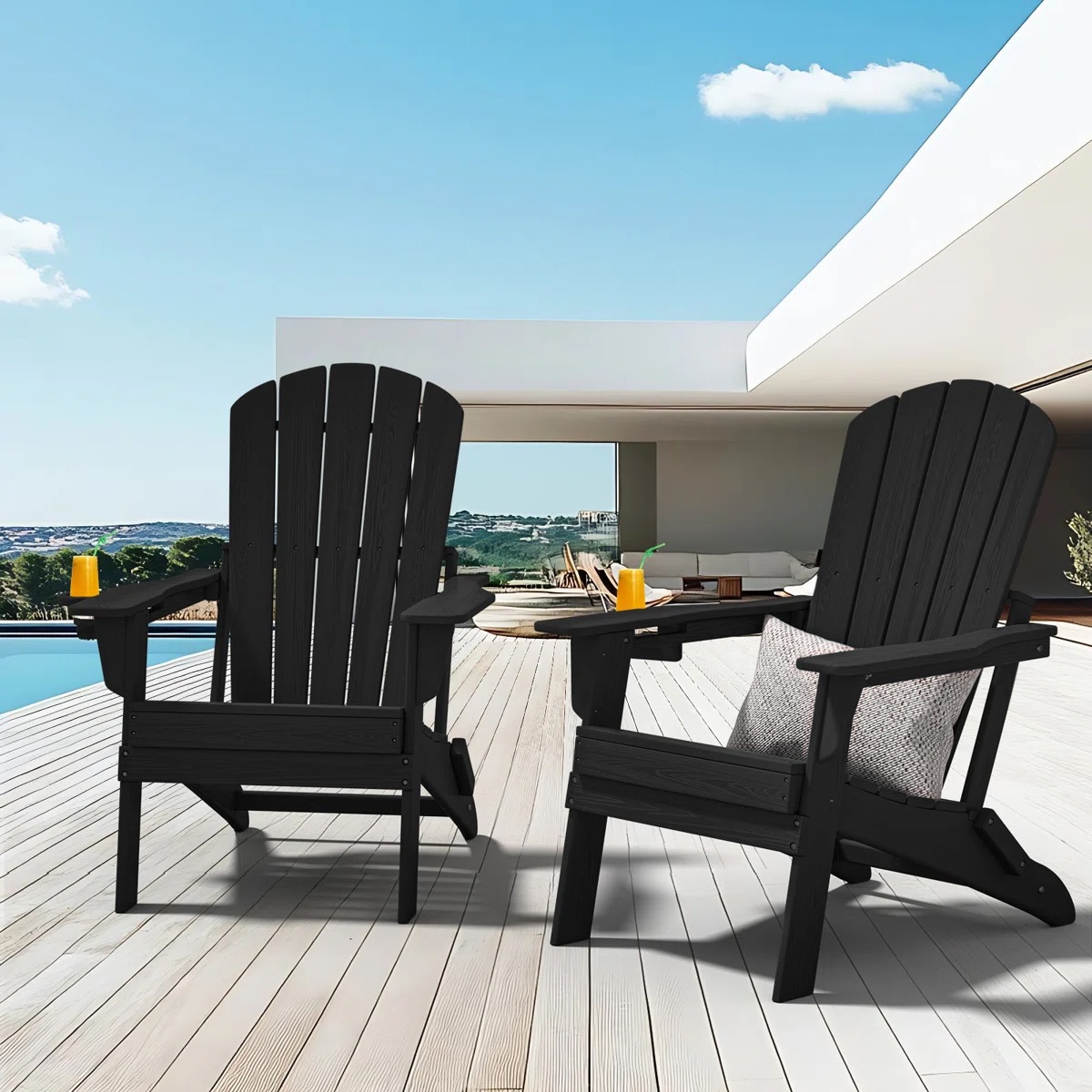 Amanda Series Adirondack Chair 2pk Black