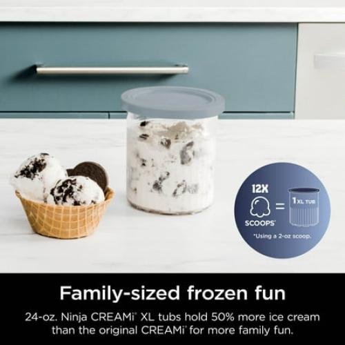 Ninja CREAMi Max Ice Cream Maker, Sorbet, Milkshakes, Frozen Yogurt, & More, 9 One-Touch Programs, (2) 24 Oz Family-Sized Tubs & Lids, NC550 Stone Silver