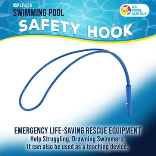 U.S. Pool Supply Swimming Pool Safety Hook - Emergency Life-Saving Rescue Equipment, Help Struggling, Drowning Swimmers, Teaching Preserver - Aluminum Alloy, Attaches to 1-1/4 Telescopic Poles