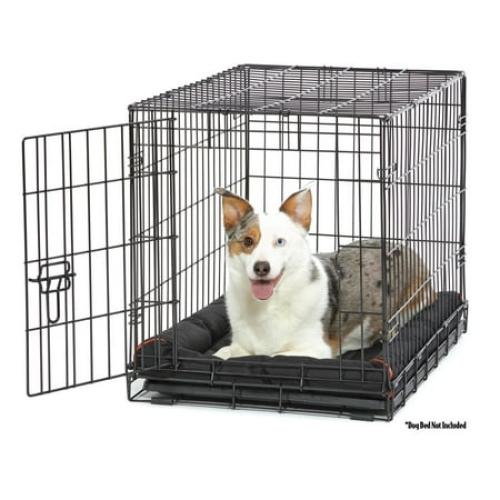 Vibrant Life Single Door Folding Metal Wire Dog Crate with Divider and Tray, Black, 30
