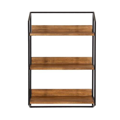 Hylton Rustic Brown Wood Floating Decorative Wall Shelf