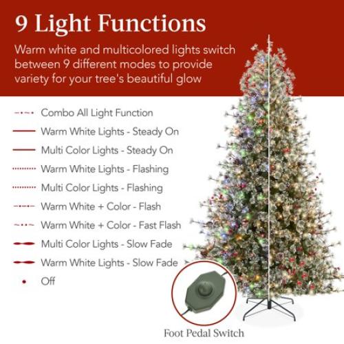 Best Choice Products 6ft Pre-Lit Semi-Flocked Cashmere Pine Christmas Tree w/ 936 Branch Tips, 250 LED Lights