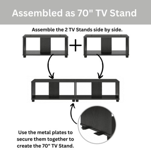 Mainstays Adjustable Side by Side or Stacking TV Stand for TVs up to 70 inches, Black Oak