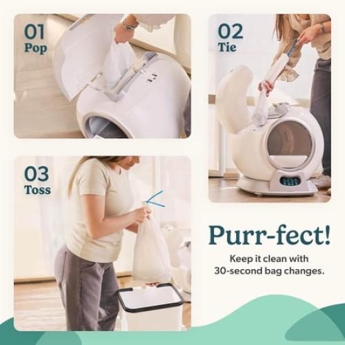 Petcove Automatic Litter Box Self Cleaning with Smart App Control and Safety Sensors for Multiple Cats - Gray