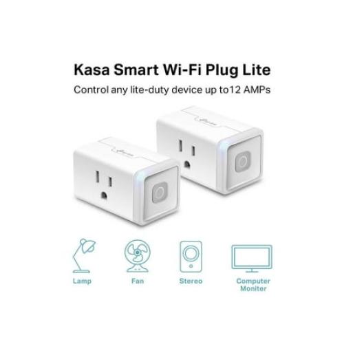 Kasa Smart WiFi Plug Lite by TP-Link (2-Pack) -12 Amp & Reliable Wifi Connection, Compact Design, No Hub Required, Works With Alexa Echo & Google Assistant (HS103P2), White