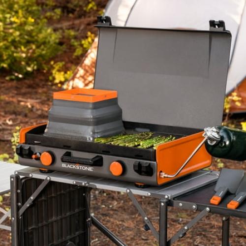 Blackstone Adventure Ready 20”x14” 2-Burner Propane Camping Griddle with Latching Hood and Handle