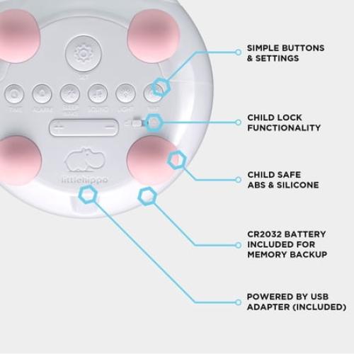 LittleHippo MELLA Ready To Rise Children's Sleep Trainer Night Light and Sleep Sounds Machine Alarm Clock