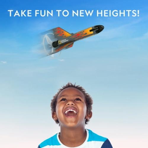 NATIONAL GEOGRAPHIC Rocket Launcher for Kids – Motorized Air Rocket, Self-Launching Rocket Toy with Safe Landing, Launch Rocket up to 200 ft.