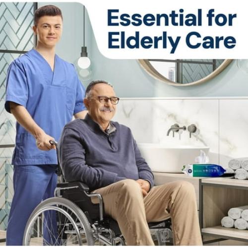 Adult Wipes For Elderly - 8x13 720ct (12 Packs of 60) Huge & Soft Non-Flushable Body Wipes for Adults Bathing No-Rinse - Incontinence Disposable Washcloths, Vitamin E & Aloe Infused Shower Wipes.
