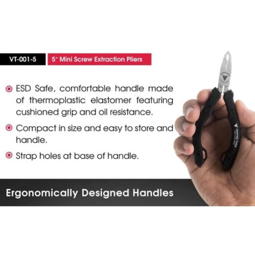 VAMPLIERS Mini Pliers 5 VT-001-5 Stripped Screw Removal Tool, ESD Safe Mini Pliers, Hand Tools for Electronics Repair