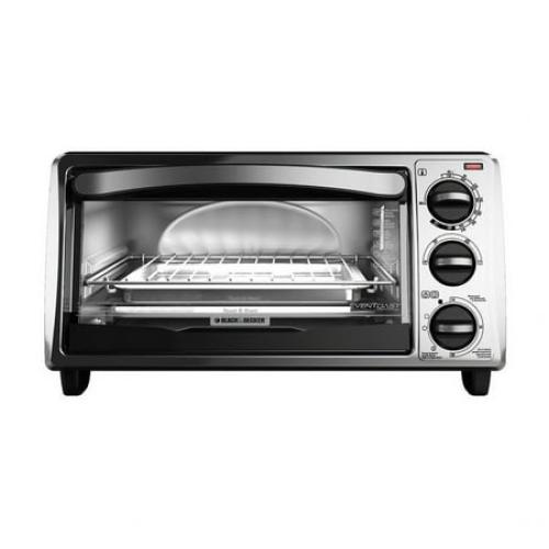 BLACK DECKER 4-Slice Convection Oven, Stainless Steel, Curved Interior fits a 9 inch Pizza, TO1313SBD