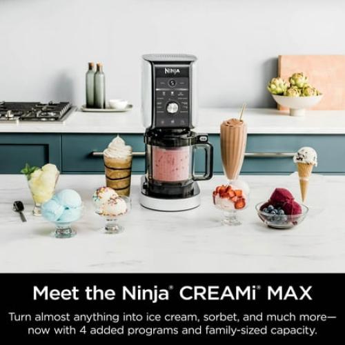 Ninja CREAMi Max Ice Cream Maker, Sorbet, Milkshakes, Frozen Yogurt, & More, 9 One-Touch Programs, (2) 24 Oz Family-Sized Tubs & Lids, NC550 Stone Silver