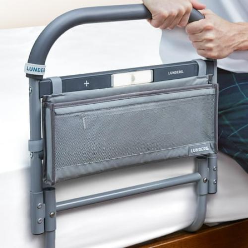 Lunderg Bed Rails for Elderly Adults Safety - with Motion Light & Storage Pocket - Railings for Seniors & Surgery Patients - The Bed Cane Fits Any Bed & Makes Getting in & Out of Bed Much Easier