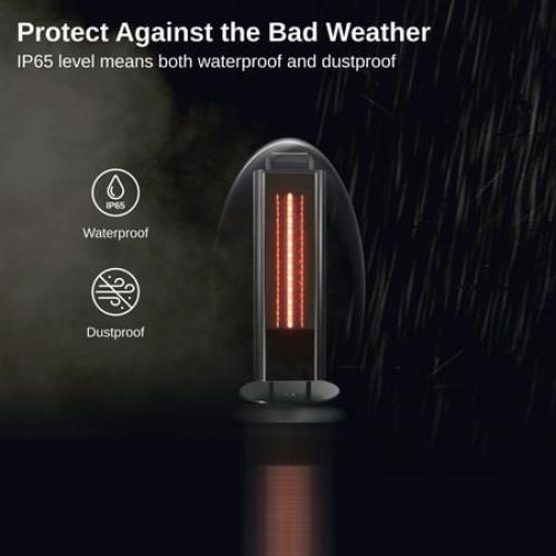 EAST OAK 1500W Patio Heater, Table Side Portable Electric Heater with Double-Sided Heating & 3 Heating Levels, IP65 Waterproof Outdoor Heater with Remote, and Protection from Tip-over & Overheating