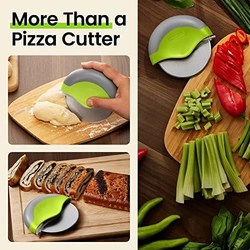 Kitchy Pizza Cutter Wheel with Protective Blade Cover Ergonomic Pizza Slicer (Green)