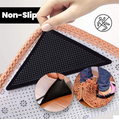 Muddy MatÂ® Heavy Duty Non-Slip Reusable Rug Corner Pads - Double-Sided Adhesive Pad for Corners and Sides on Hardwood Floors, Area Rugs - Keep Your Rug in Place (Pack of 4)