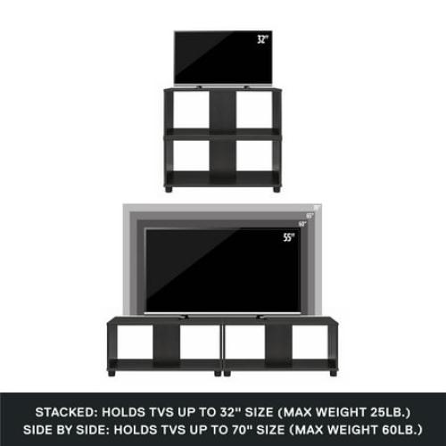 Mainstays Adjustable Side by Side or Stacking TV Stand for TVs up to 70 inches, Black Oak