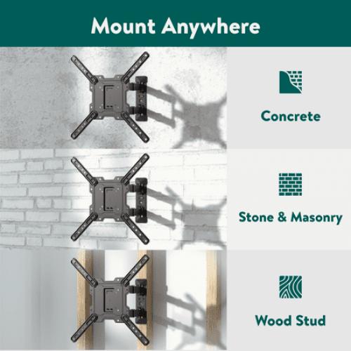 onn. Full Motion TV Wall Mount for 19 to 50 TVs, up to 15° Tilting