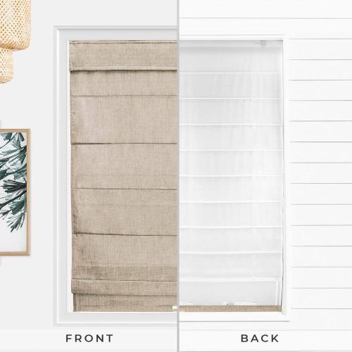 Belgian Flax Cordless Light Filtering Privacy Polyester Roman Shade 23 in. W x 72 in. L