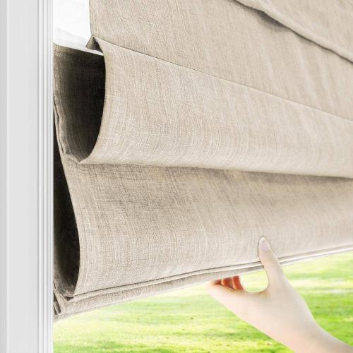 Belgian Flax Cordless Light Filtering Privacy Polyester Roman Shade 31 in. W x 72 in. L