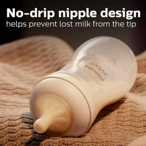 Philips AVENT Natural Baby Bottle with Natural Response Nipple, Clear, 9oz, 4pk, SCY903/04 9 ounces (4 Pack) Clear