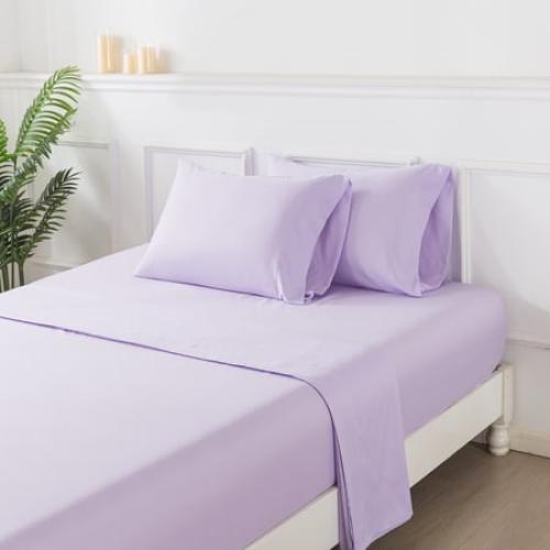 Your Zone Metallic Foil Cheetah Full Bedding Set for Kids, Purple, 7 Pieces with Storage Bag